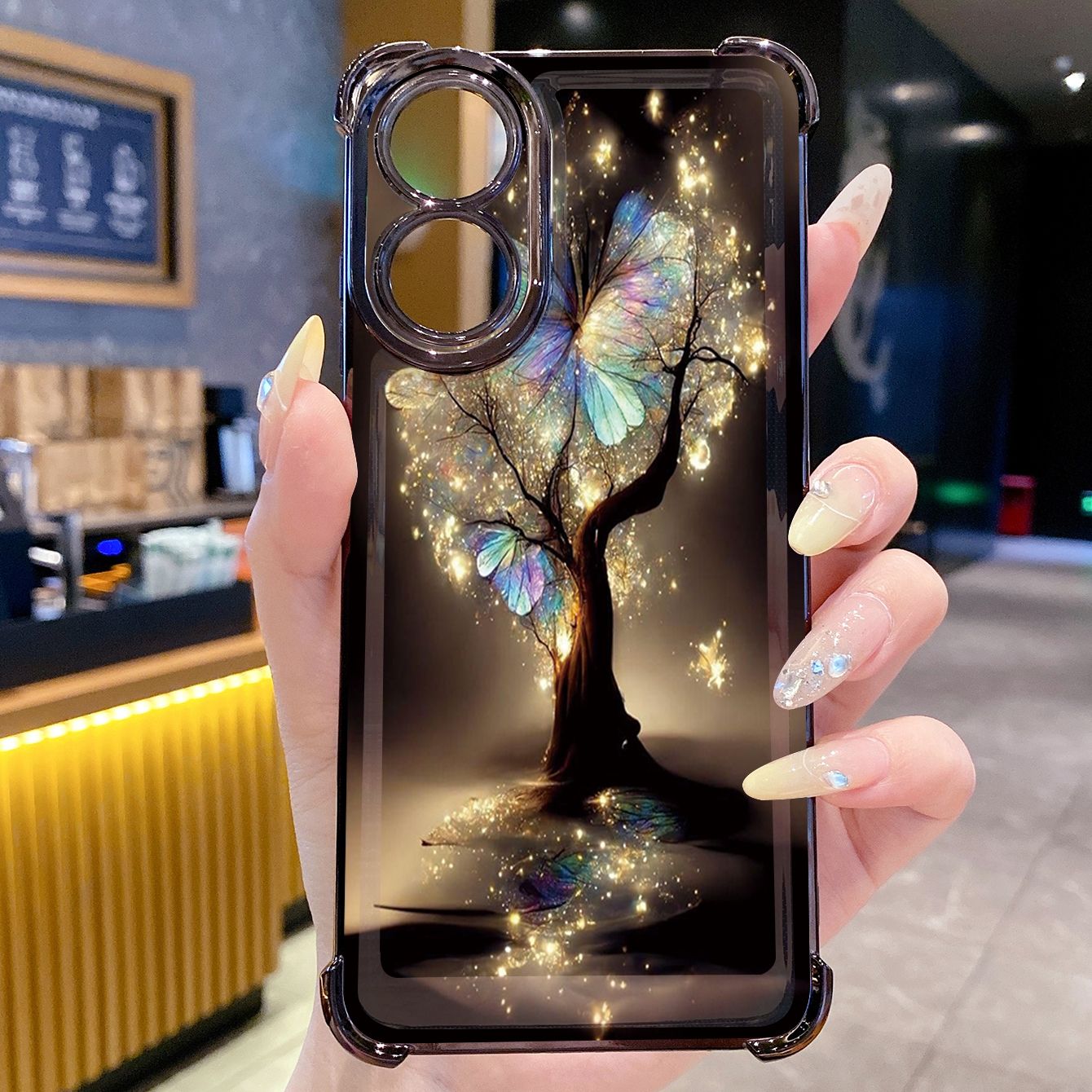 for OPPO A38 A5 Pro Realme C63 C51 C75 VIVO Plating Phone Case Shockproof Cover Bling Butterfly Tree