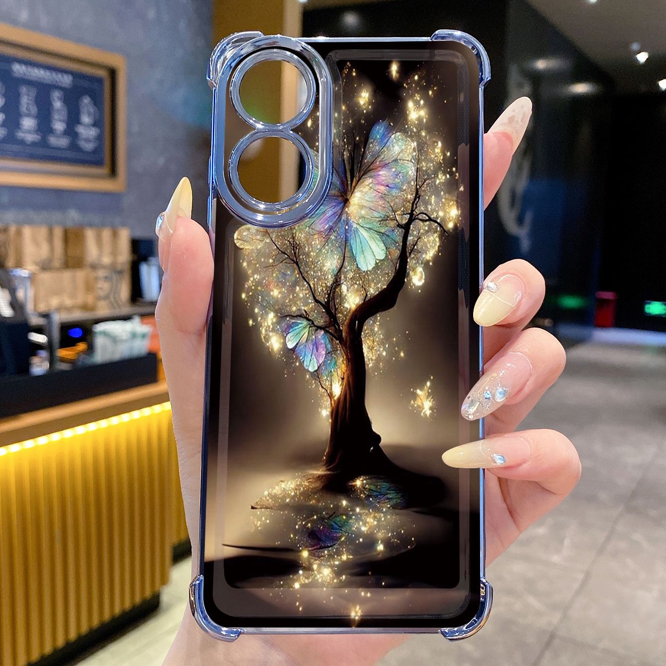 for OPPO A38 A5 Pro Realme C63 C51 C75 VIVO Plating Phone Case Shockproof Cover Bling Butterfly Tree