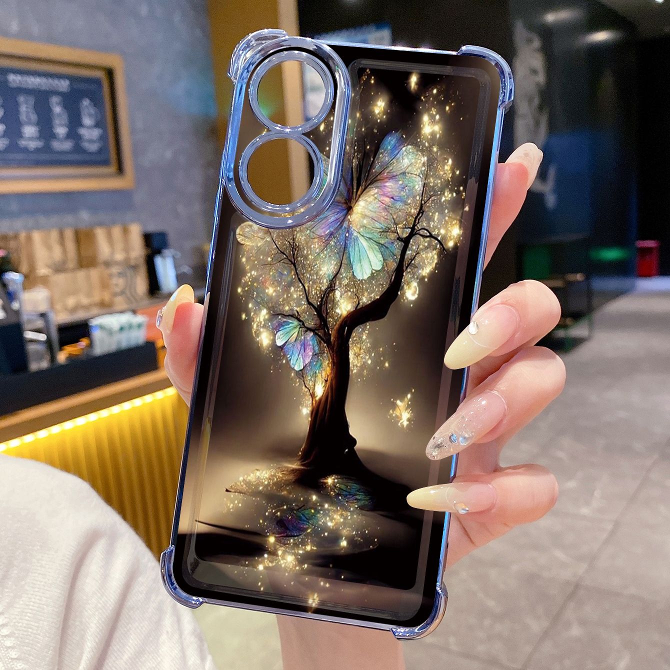 for OPPO A38 A5 Pro Realme C63 C51 C75 VIVO Plating Phone Case Shockproof Cover Bling Butterfly Tree