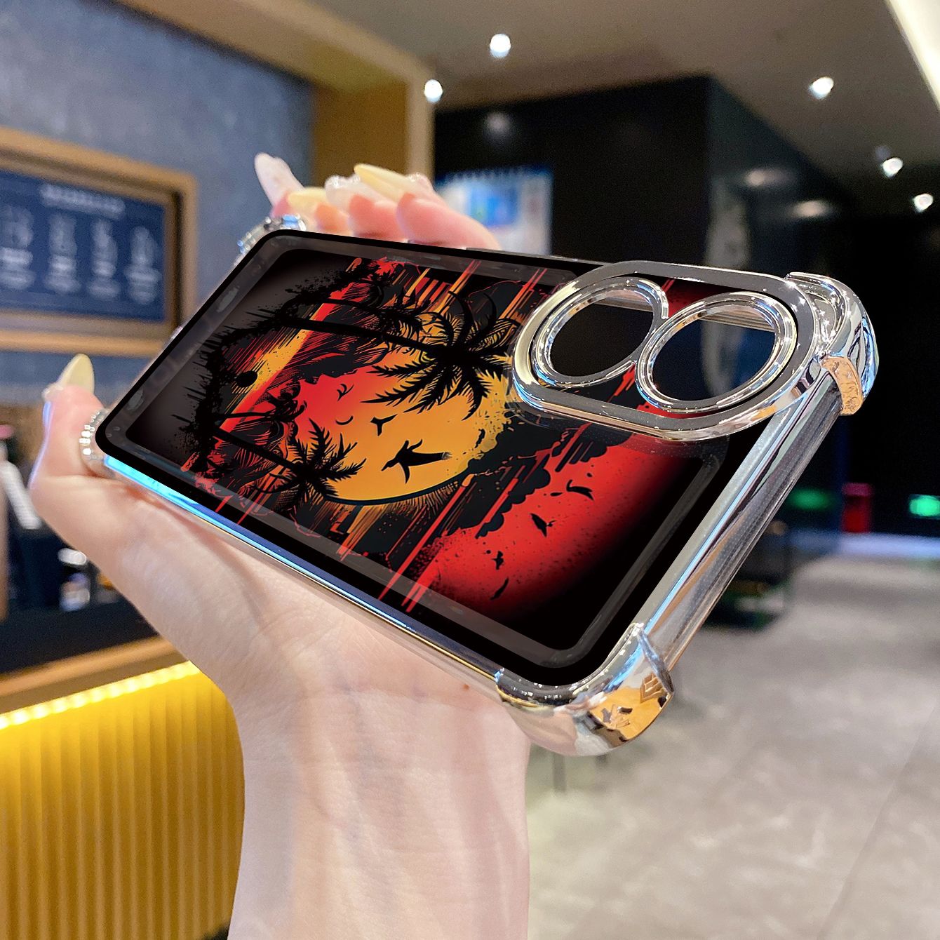 for OPPO A38 A5 Pro Realme C63 C51 C75 VIVO Plating Phone Case Shockproof Cover Coconut Tree Skull