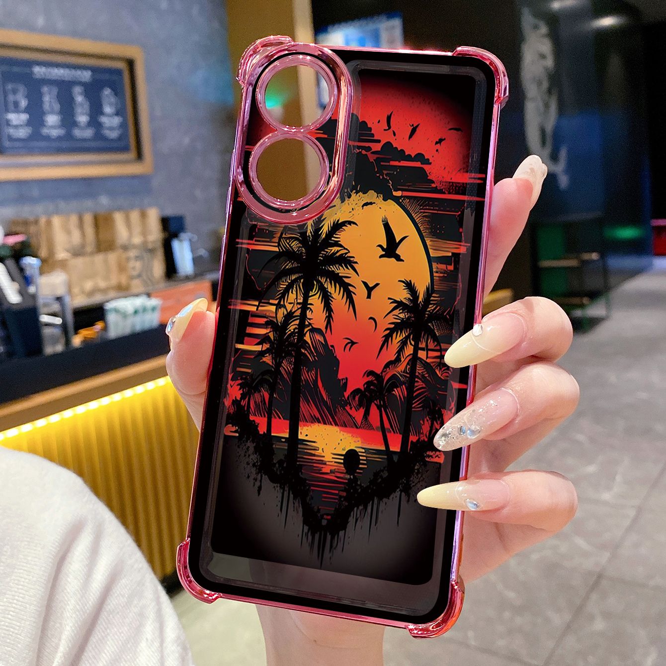 for OPPO A38 A5 Pro Realme C63 C51 C75 VIVO Plating Phone Case Shockproof Cover Coconut Tree Skull
