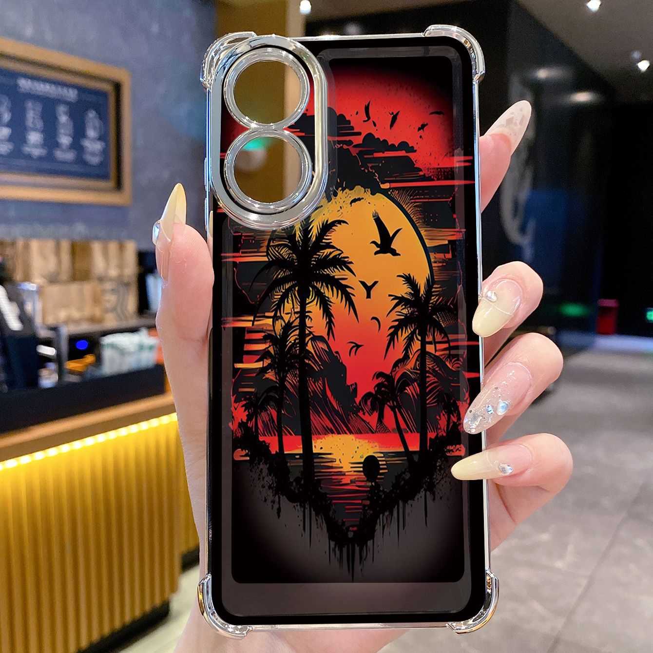 for OPPO A38 A5 Pro Realme C63 C51 C75 VIVO Plating Phone Case Shockproof Cover Coconut Tree Skull
