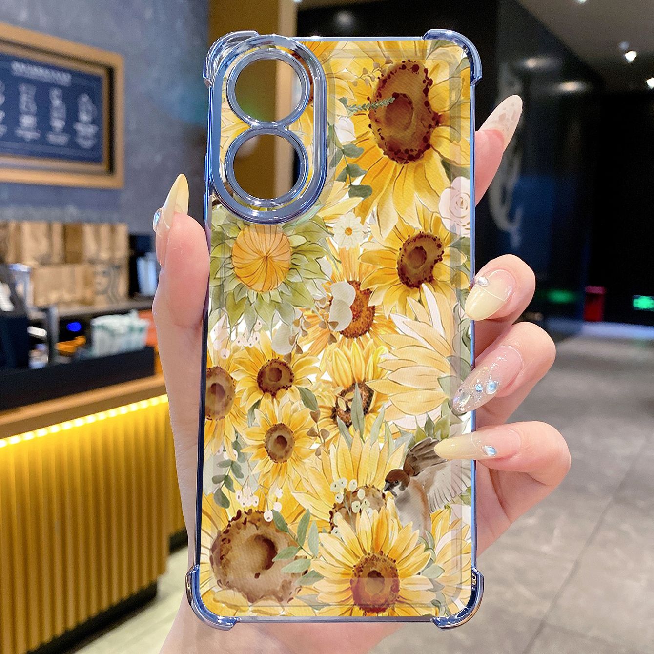 for OPPO A38 A5 Pro Realme C63 C51 C75 VIVO Plating Phone Case Shockproof Cover Sunflower Beauty