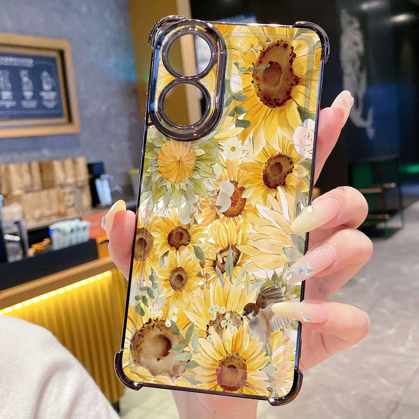 for OPPO A38 A5 Pro Realme C63 C51 C75 VIVO Plating Phone Case Shockproof Cover Sunflower Beauty