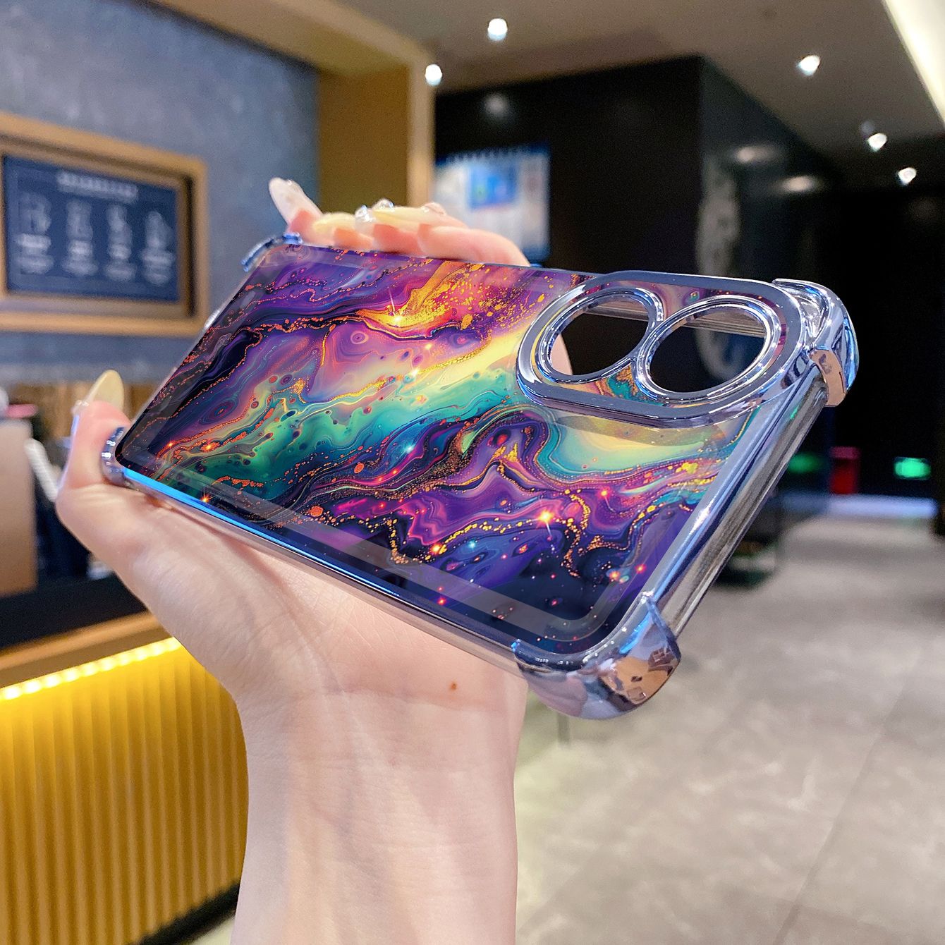 for OPPO A38 A5 Pro Realme C63 C51 C75 VIVO Plating Phone Case Shockproof Cover Luxury Marble