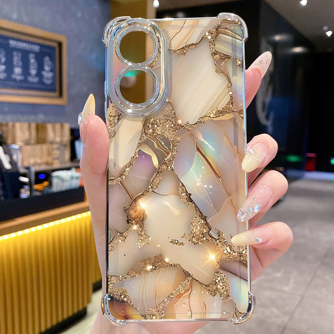 for OPPO A38 A5 Pro Realme C63 C51 C75 VIVO Plating Phone Case Shockproof Cover Luxury Marble