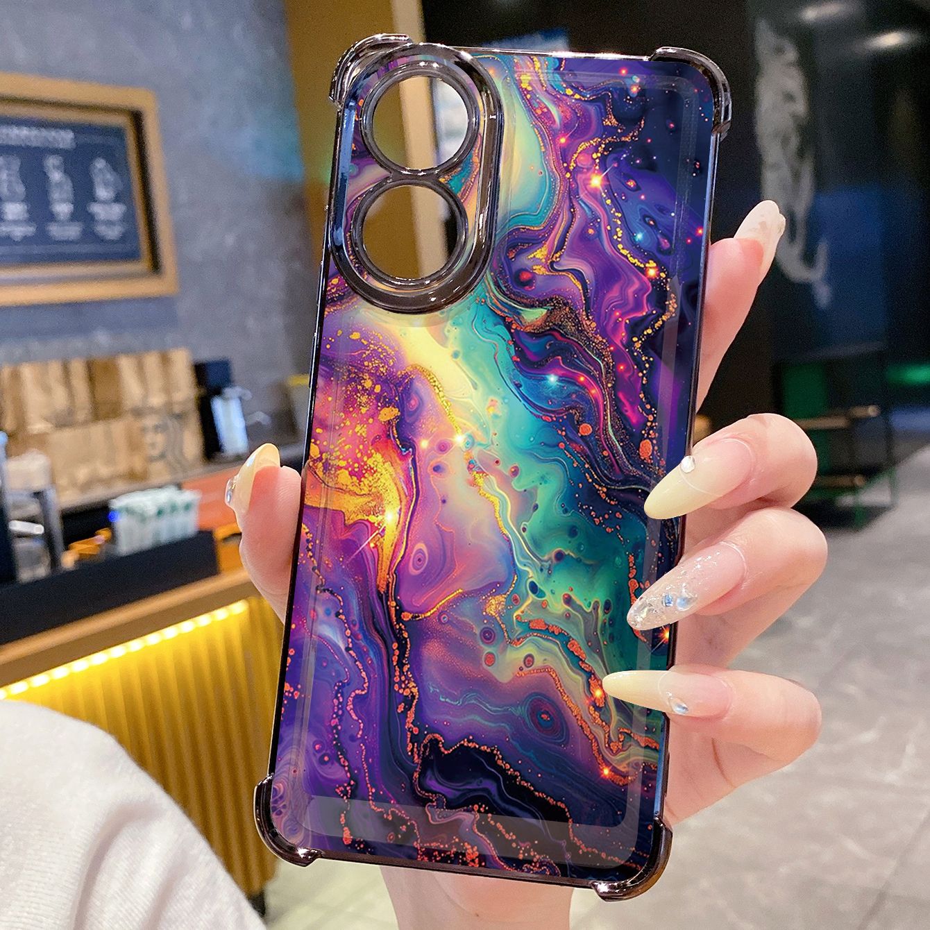 for OPPO A38 A5 Pro Realme C63 C51 C75 VIVO Plating Phone Case Shockproof Cover Luxury Marble