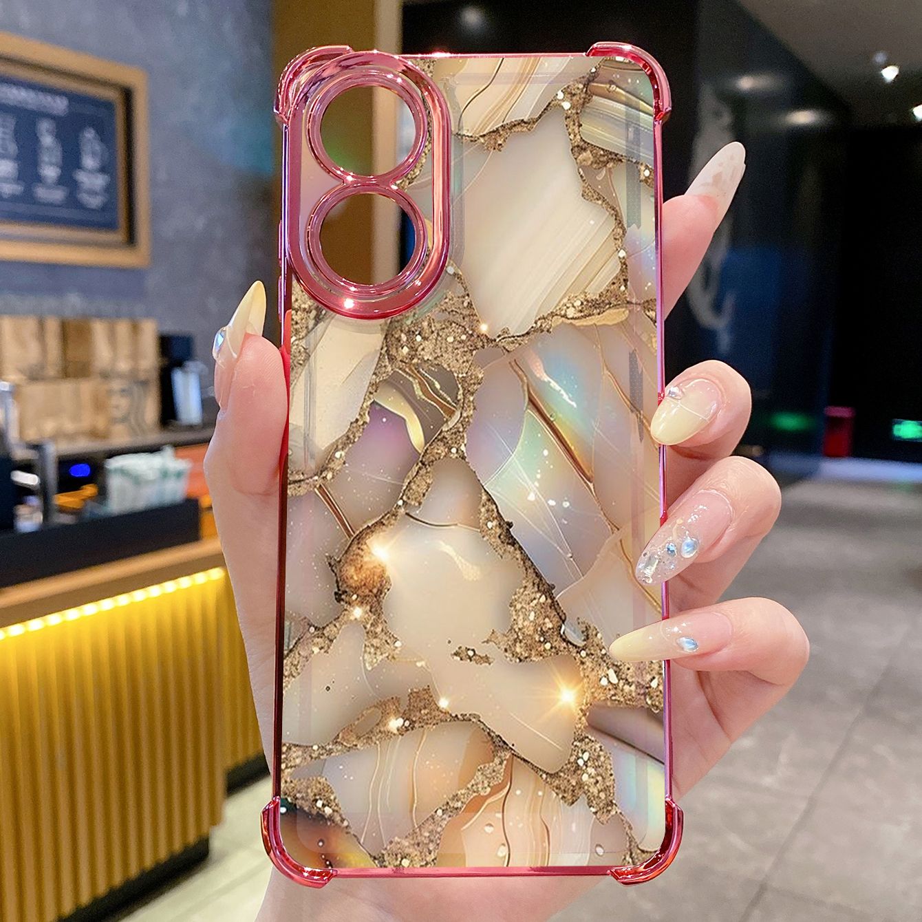 for OPPO A38 A5 Pro Realme C63 C51 C75 VIVO Plating Phone Case Shockproof Cover Luxury Marble
