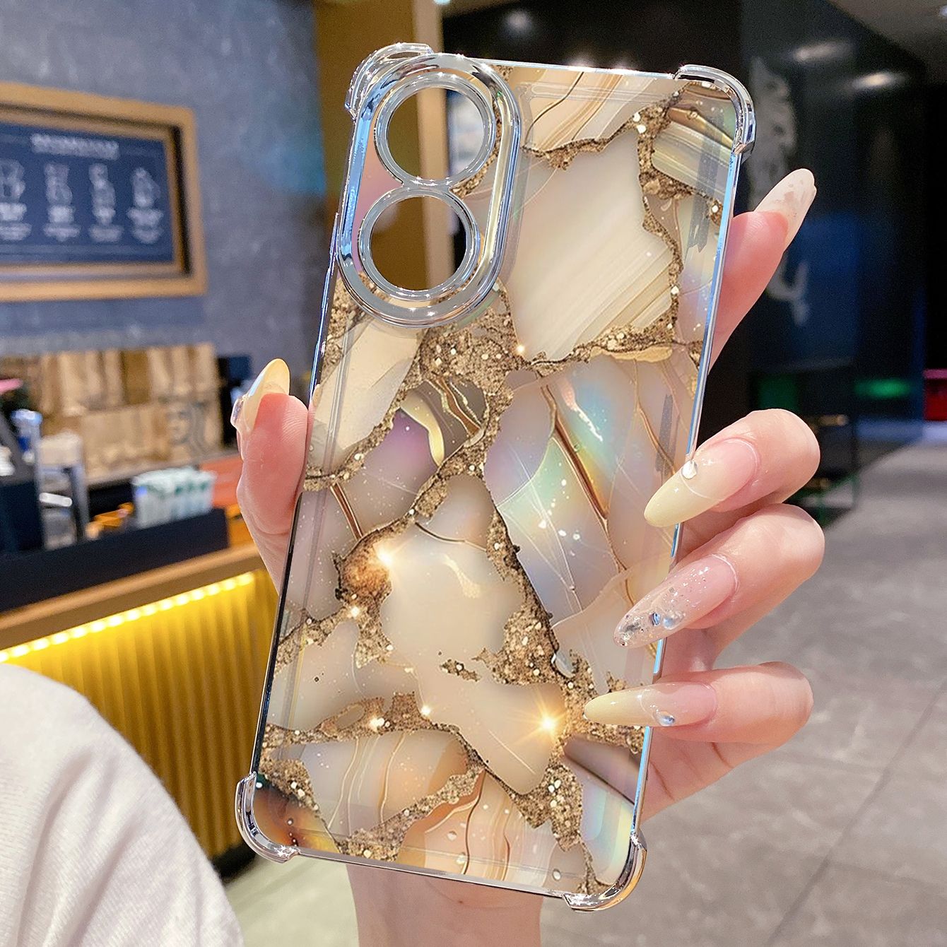 for OPPO A38 A5 Pro Realme C63 C51 C75 VIVO Plating Phone Case Shockproof Cover Luxury Marble