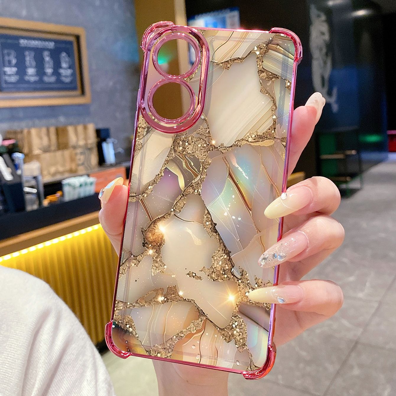 for OPPO A38 A5 Pro Realme C63 C51 C75 VIVO Plating Phone Case Shockproof Cover Luxury Marble