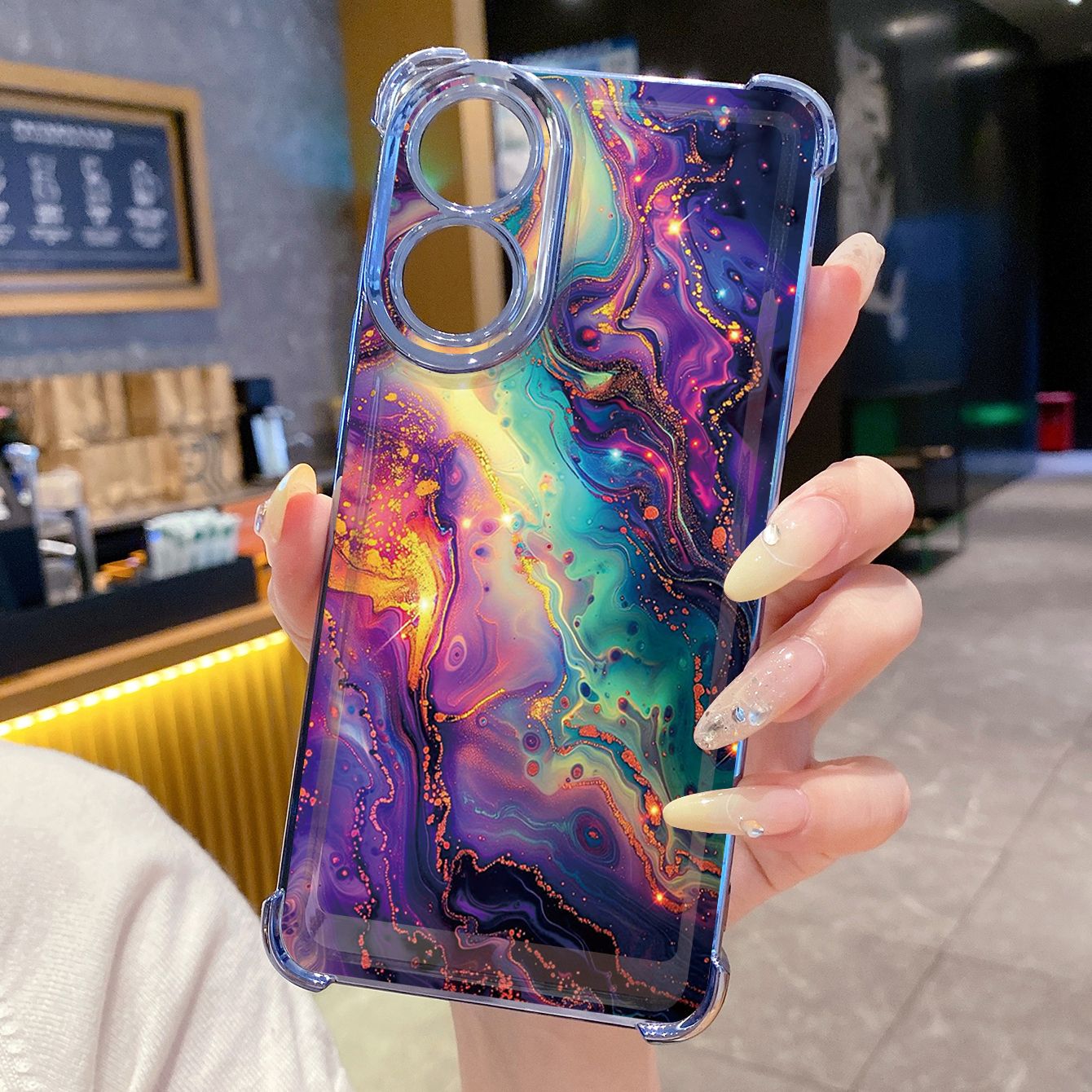 for OPPO A38 A5 Pro Realme C63 C51 C75 VIVO Plating Phone Case Shockproof Cover Luxury Marble