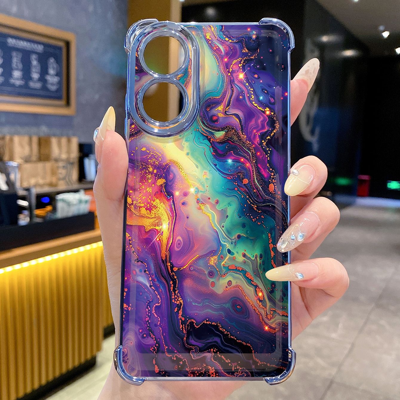 for OPPO A38 A5 Pro Realme C63 C51 C75 VIVO Plating Phone Case Shockproof Cover Luxury Marble
