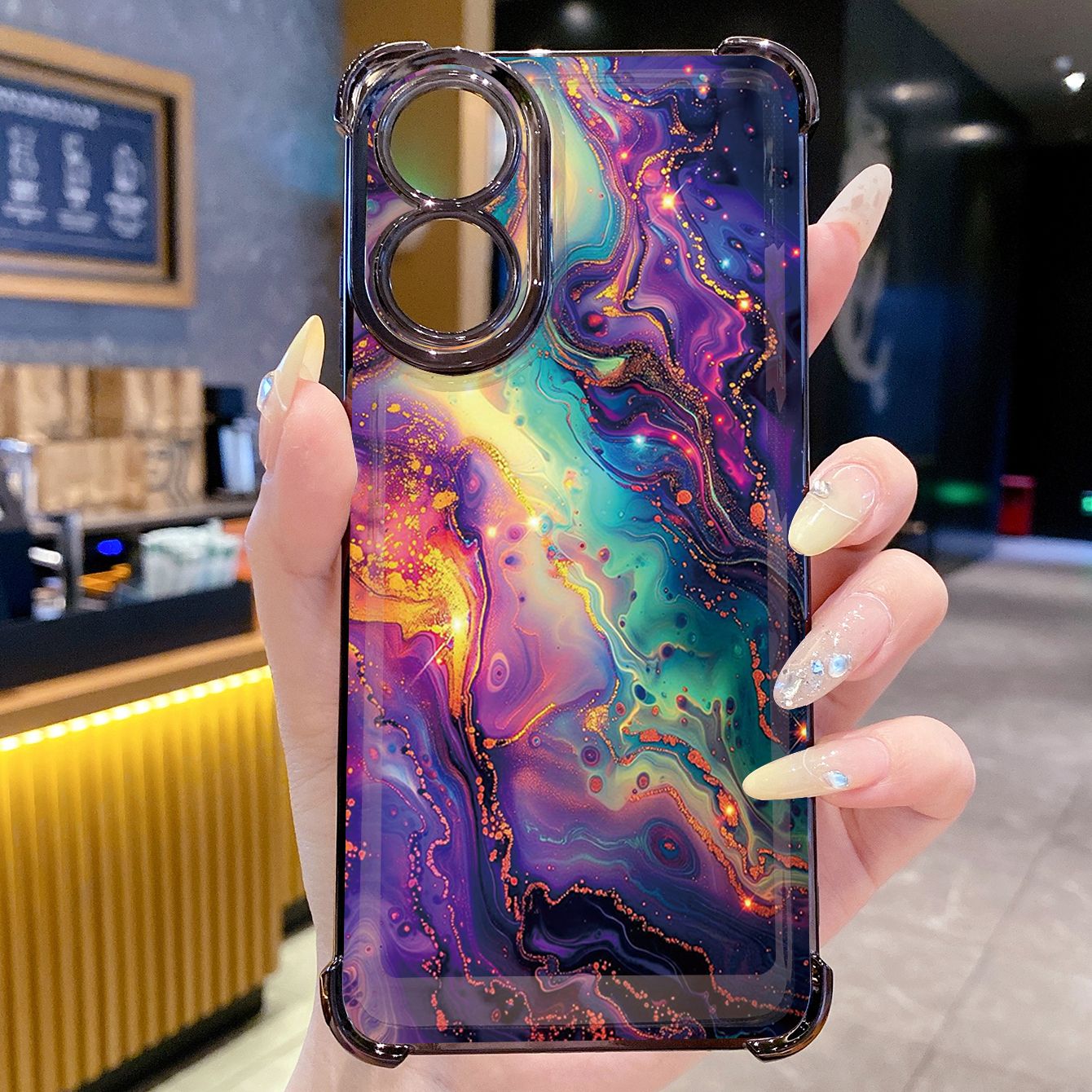 for OPPO A38 A5 Pro Realme C63 C51 C75 VIVO Plating Phone Case Shockproof Cover Luxury Marble