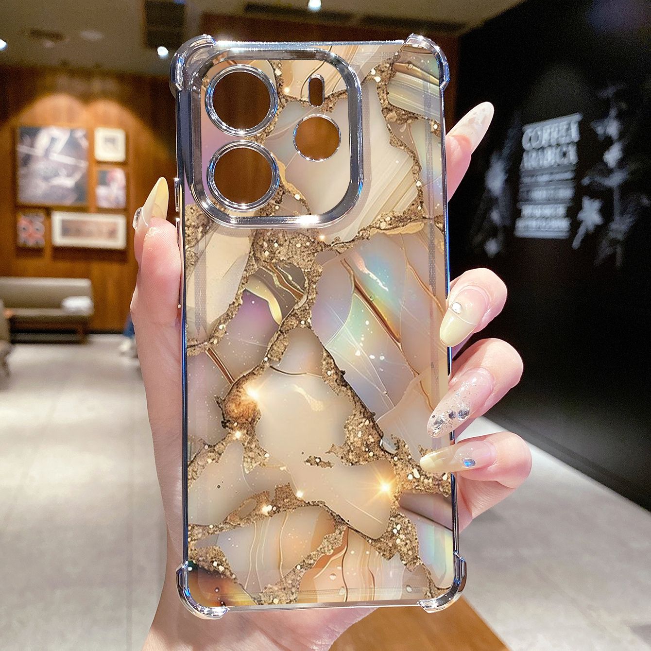 for Redmi Note 14 Pro 14C 13C POCO X7 Plating Phone Case Shockproof Cover Luxury Marble
