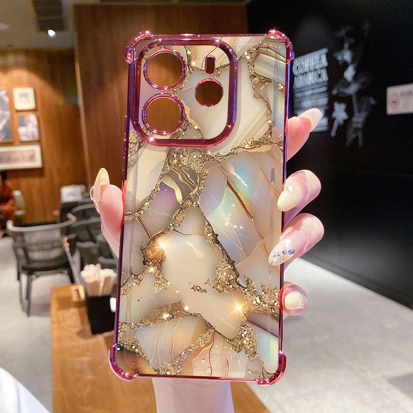 for Redmi Note 14 Pro 14C 13C POCO X7 Plating Phone Case Shockproof Cover Luxury Marble