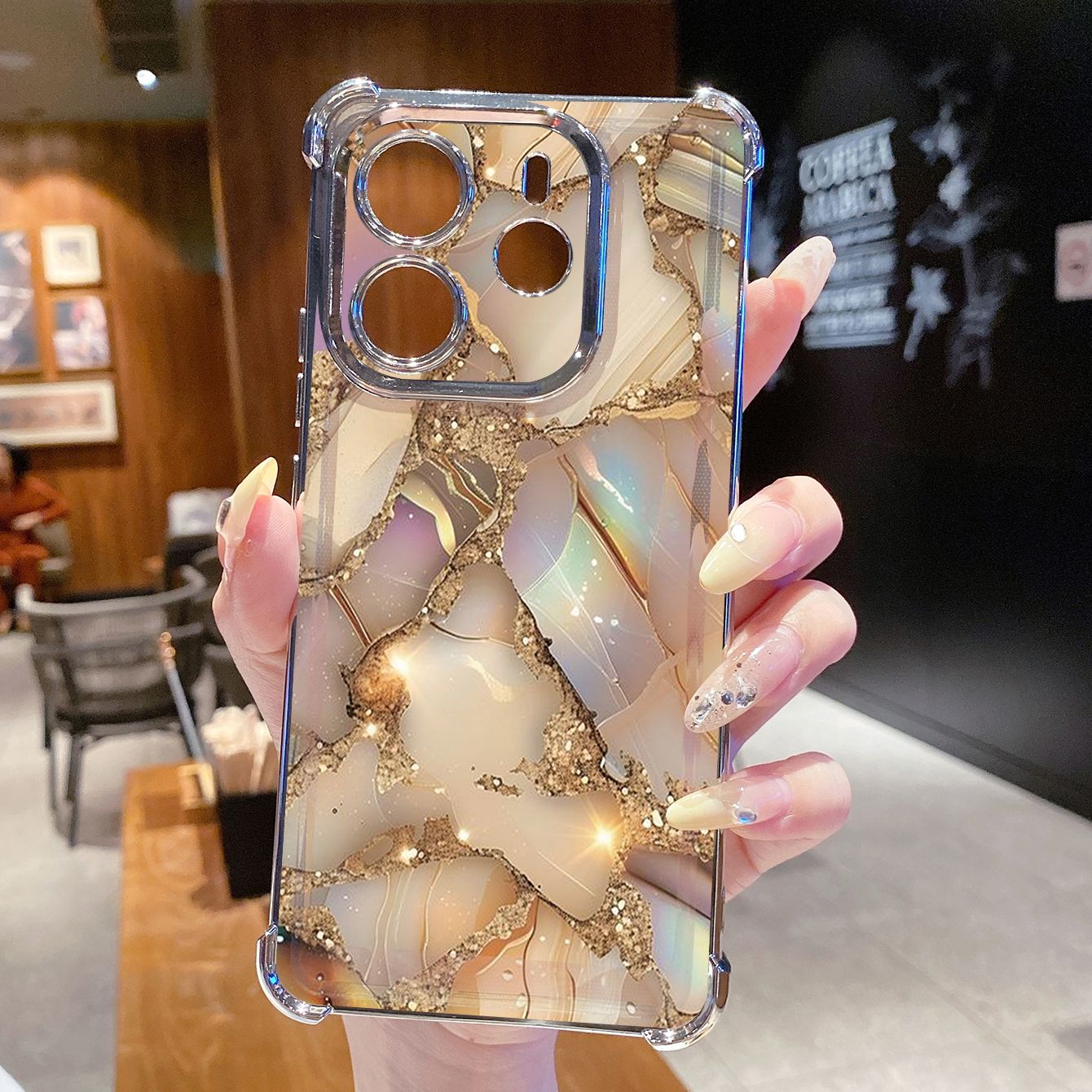 for Redmi Note 14 Pro 14C 13C POCO X7 Plating Phone Case Shockproof Cover Luxury Marble