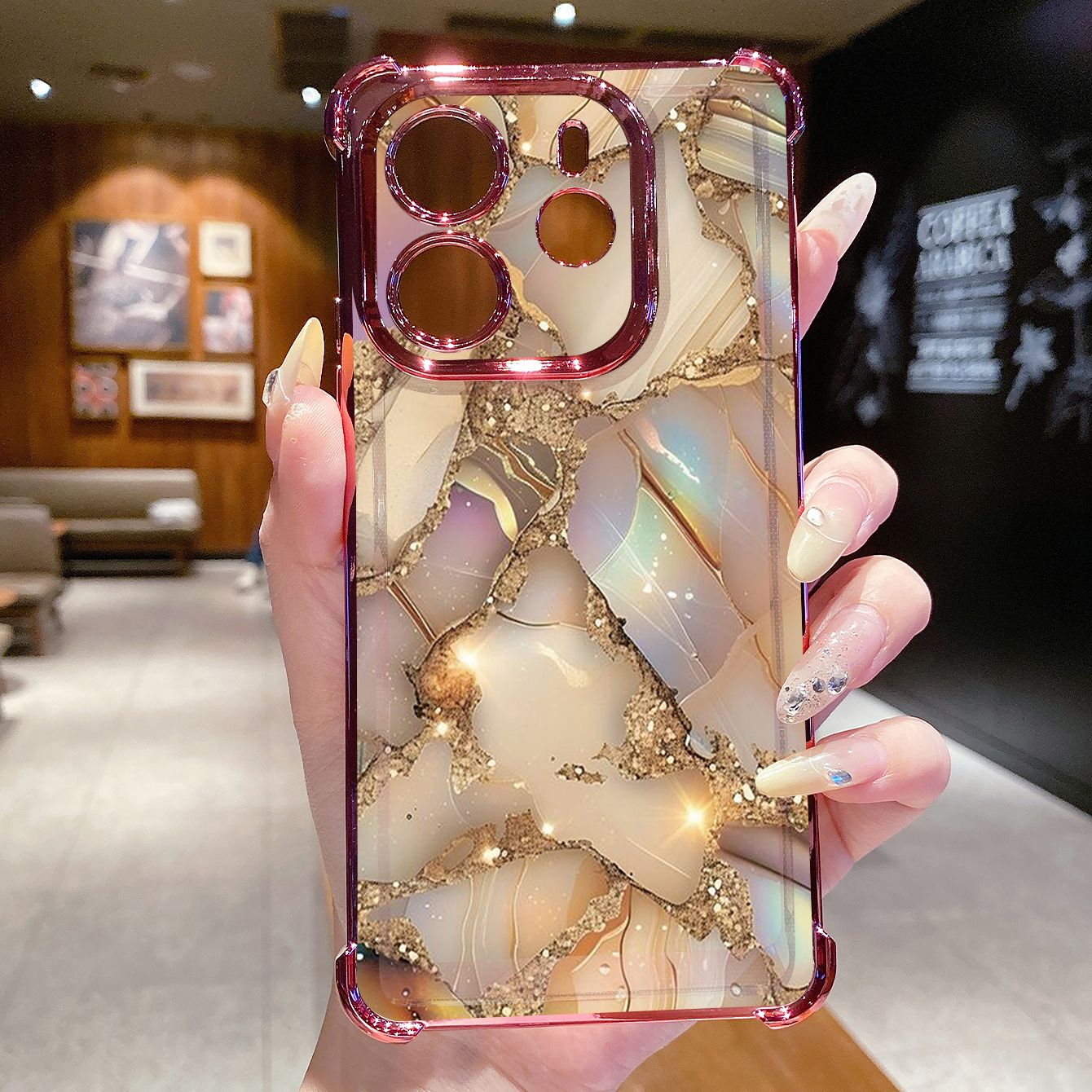 for Redmi Note 14 Pro 14C 13C POCO X7 Plating Phone Case Shockproof Cover Luxury Marble