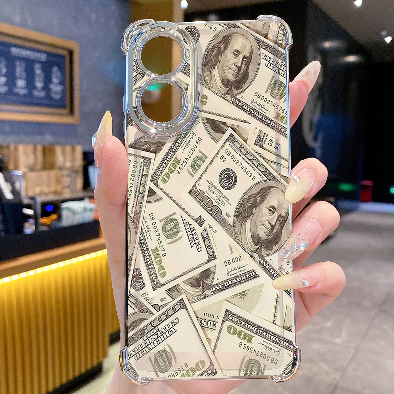 for OPPO A38 A5 Pro Realme C63 C51 C75 VIVO Plating Phone Case Shockproof Cover Dollar Money