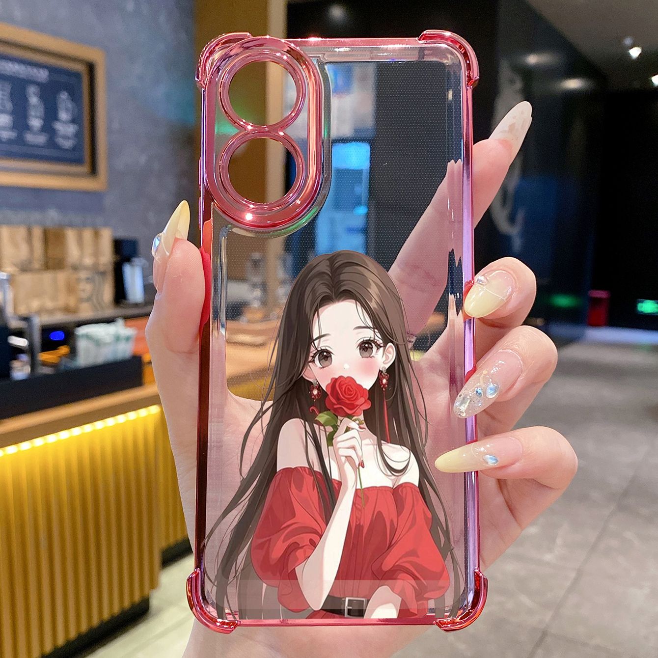 for OPPO A38 A5 Pro Realme C63 C51 C75 VIVO Plating Phone Case Shockproof Cover Cute Girl