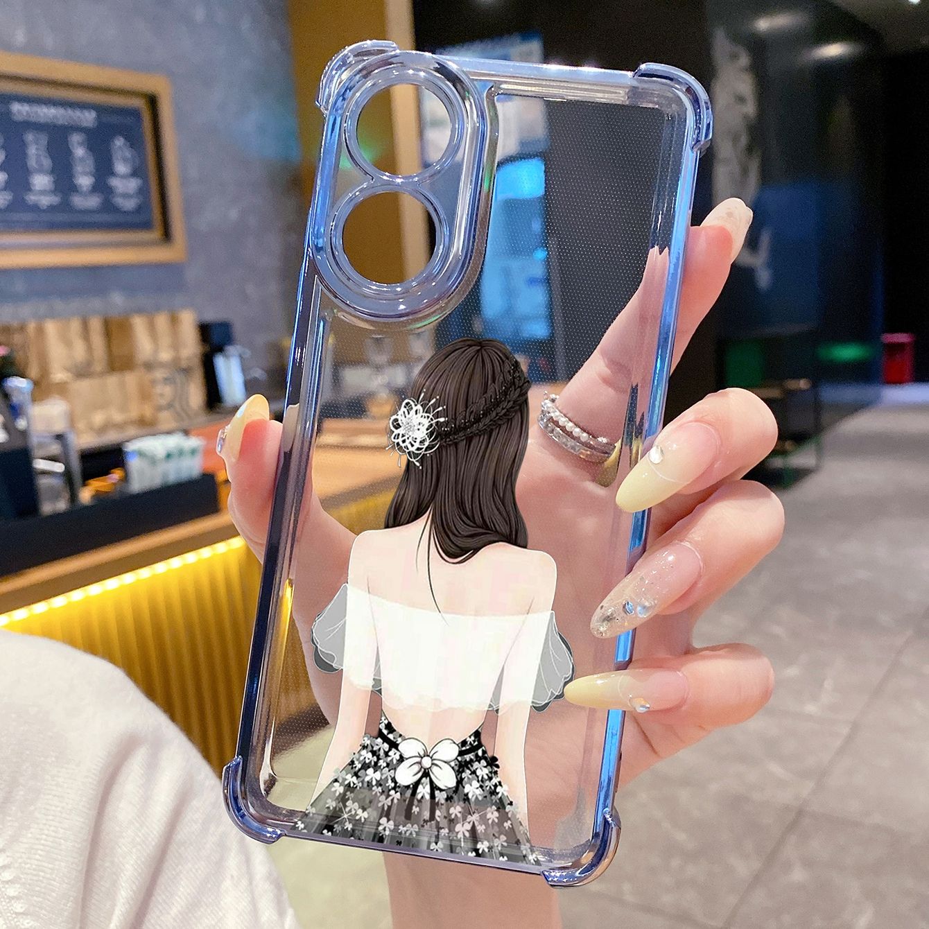 for OPPO A38 A5 Pro Realme C63 C51 C75 VIVO Plating Phone Case Shockproof Cover Cute Girl