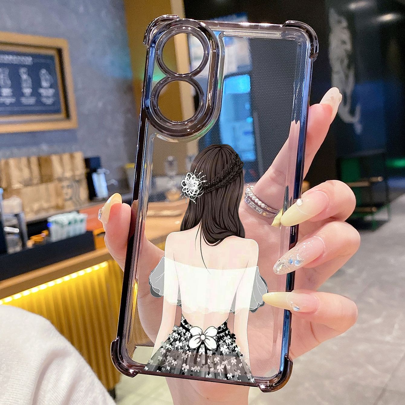 for OPPO A38 A5 Pro Realme C63 C51 C75 VIVO Plating Phone Case Shockproof Cover Cute Girl