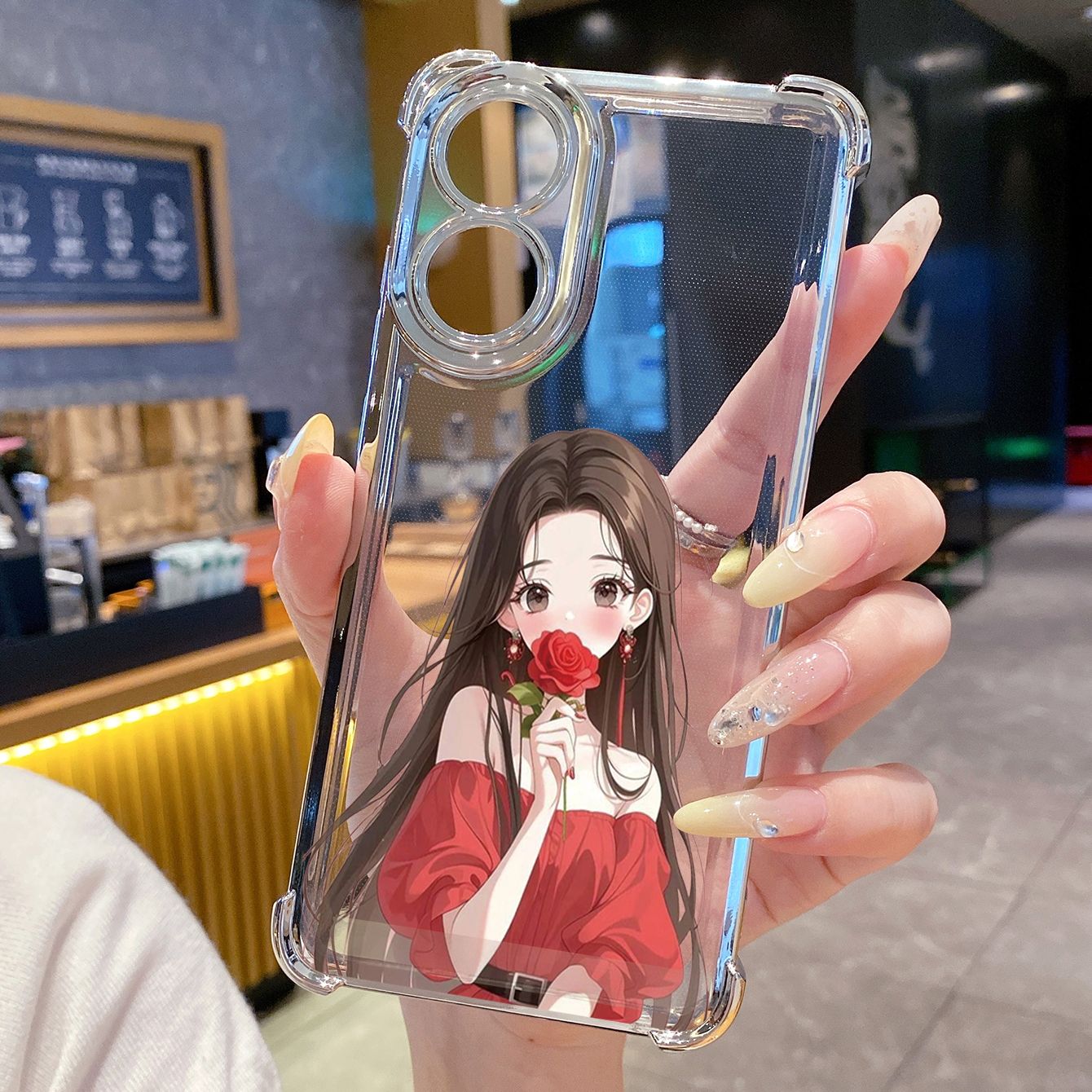 for OPPO A38 A5 Pro Realme C63 C51 C75 VIVO Plating Phone Case Shockproof Cover Cute Girl