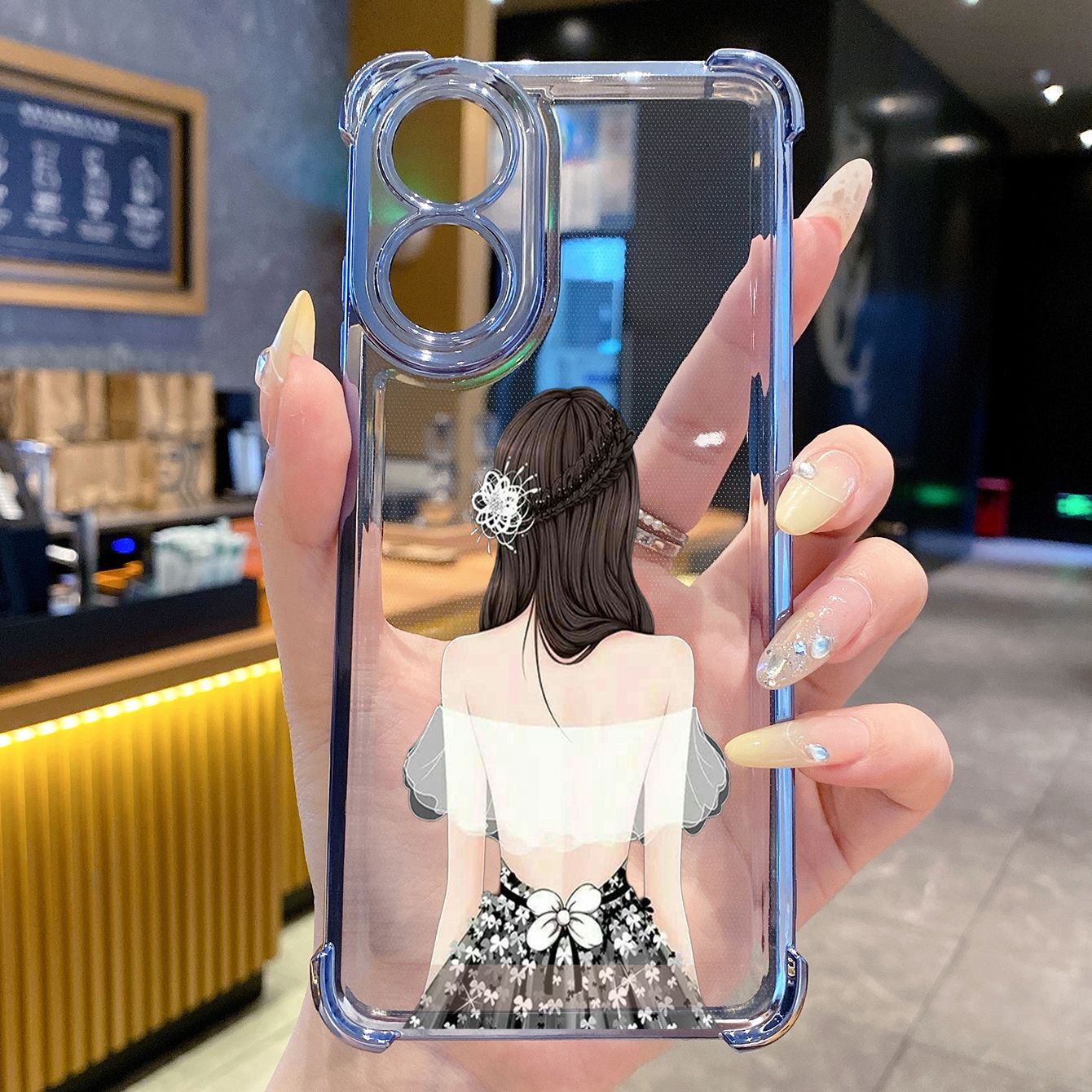 for OPPO A38 A5 Pro Realme C63 C51 C75 VIVO Plating Phone Case Shockproof Cover Cute Girl