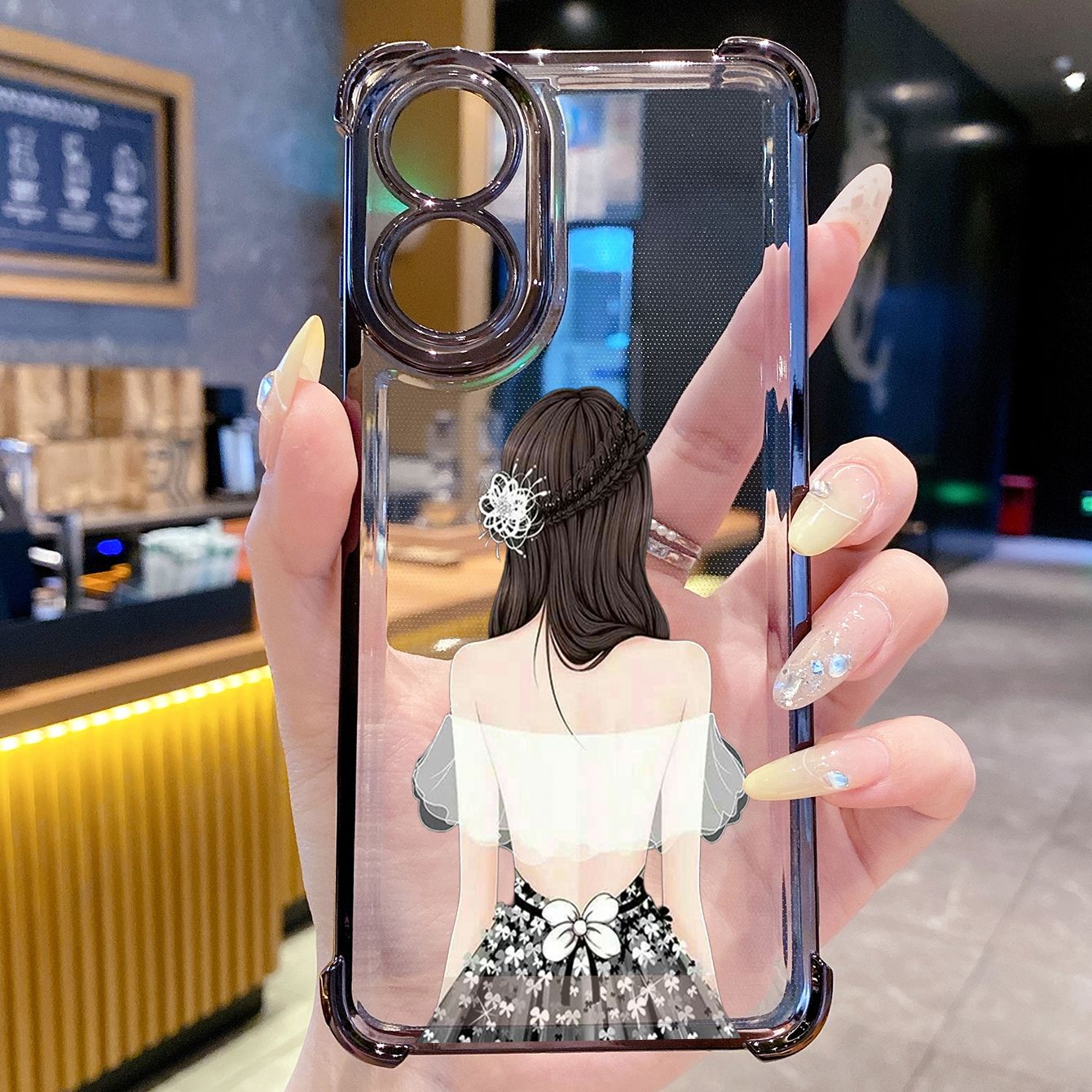 for OPPO A38 A5 Pro Realme C63 C51 C75 VIVO Plating Phone Case Shockproof Cover Cute Girl