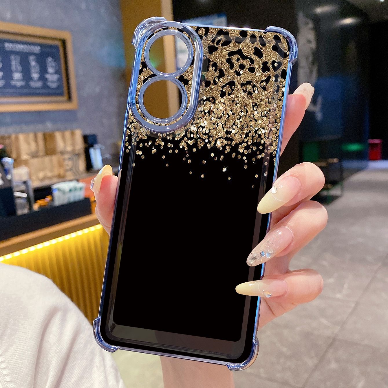 for OPPO A38 A5 Pro Realme C63 C51 C75 VIVO Plating Phone Case Shockproof Cover Leopard Gradient