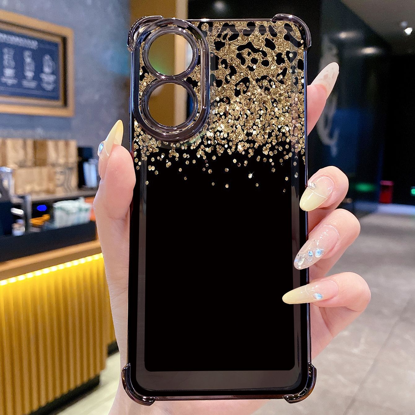 for OPPO A38 A5 Pro Realme C63 C51 C75 VIVO Plating Phone Case Shockproof Cover Leopard Gradient