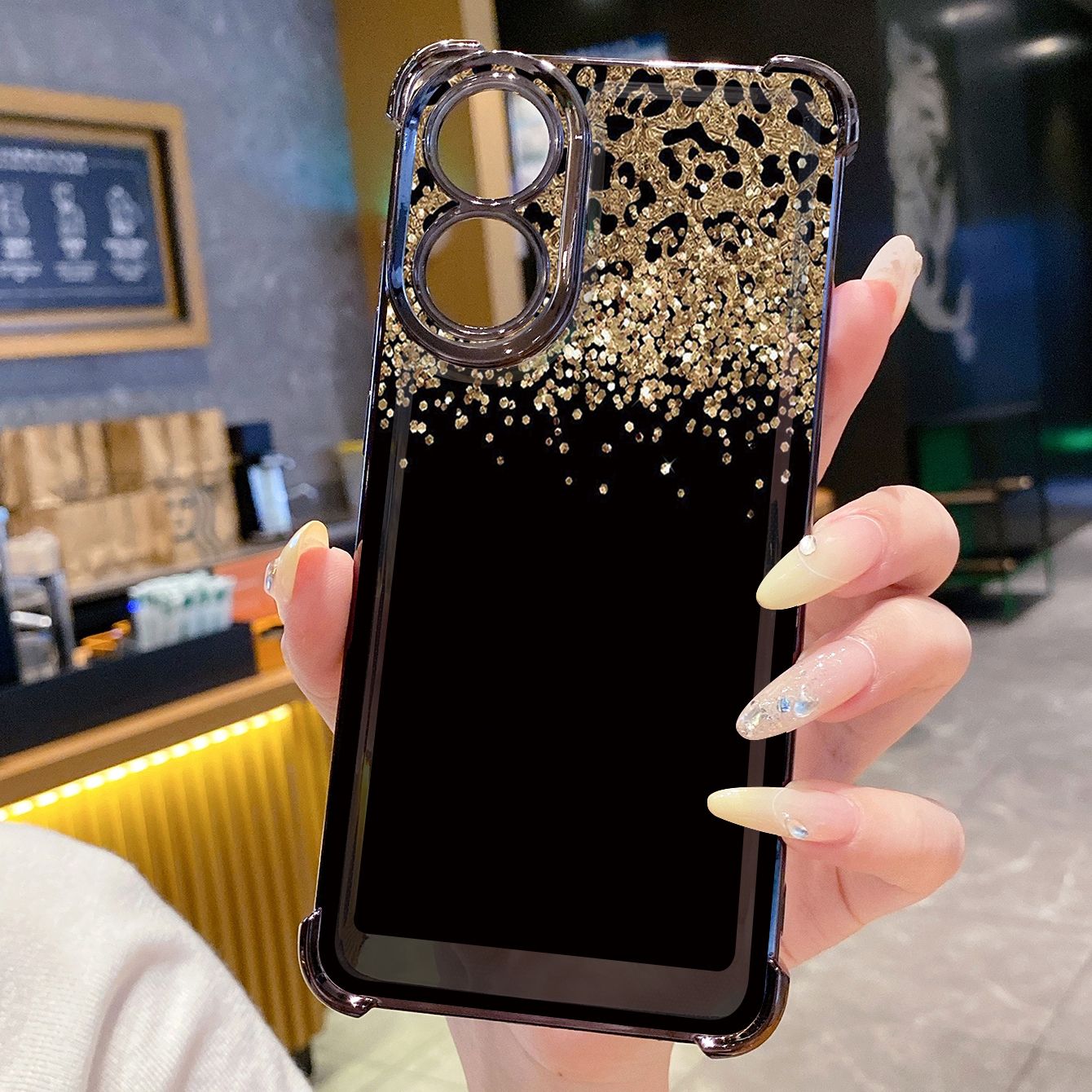 for OPPO A38 A5 Pro Realme C63 C51 C75 VIVO Plating Phone Case Shockproof Cover Leopard Gradient