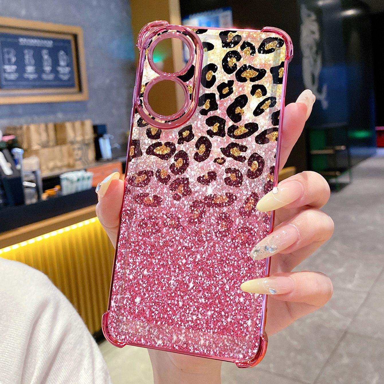for OPPO A38 A5 Pro Realme C63 C51 C75 VIVO Plating Phone Case Shockproof Cover Leopard Gradient