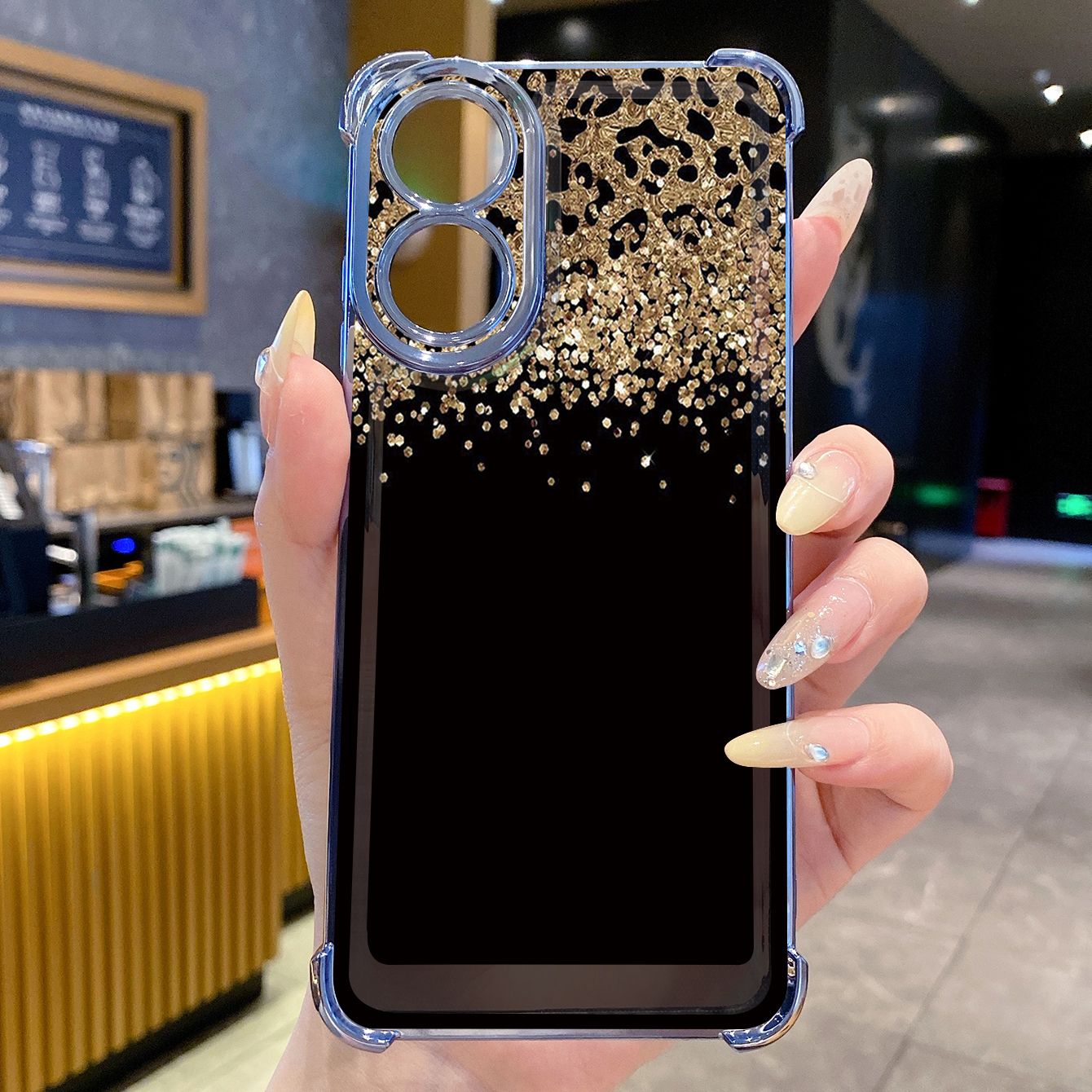 for OPPO A38 A5 Pro Realme C63 C51 C75 VIVO Plating Phone Case Shockproof Cover Leopard Gradient