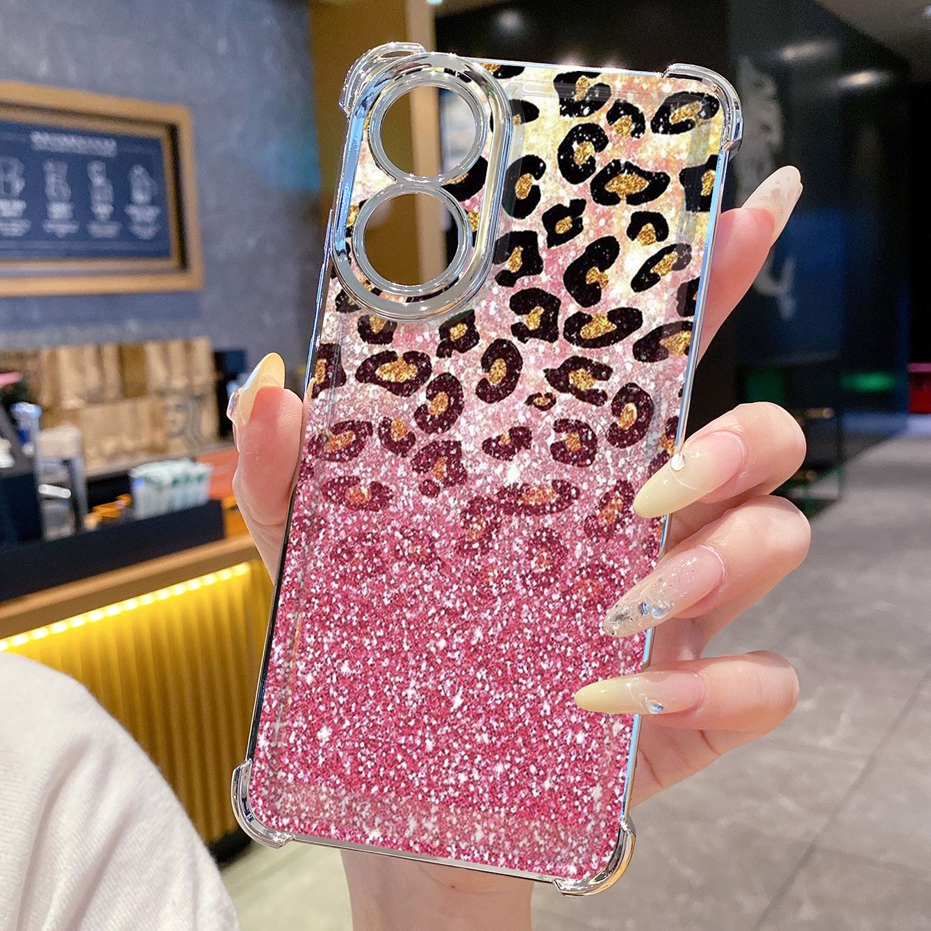 for OPPO A38 A5 Pro Realme C63 C51 C75 VIVO Plating Phone Case Shockproof Cover Leopard Gradient