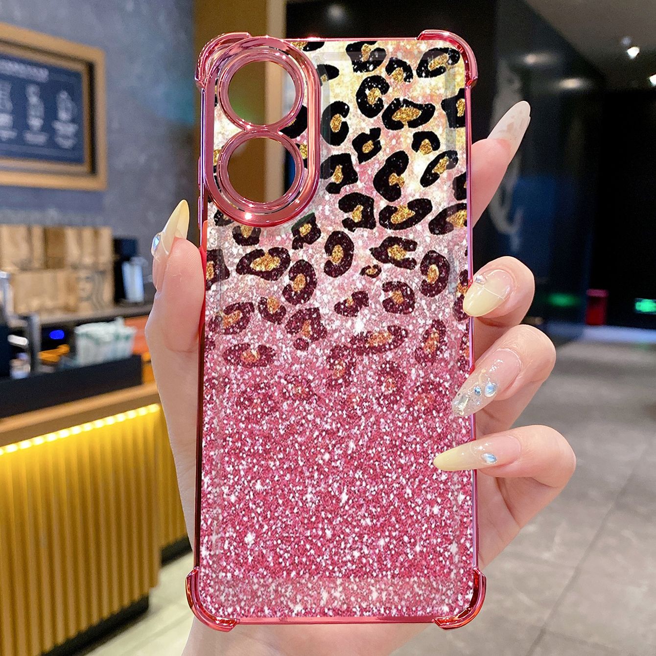 for OPPO A38 A5 Pro Realme C63 C51 C75 VIVO Plating Phone Case Shockproof Cover Leopard Gradient