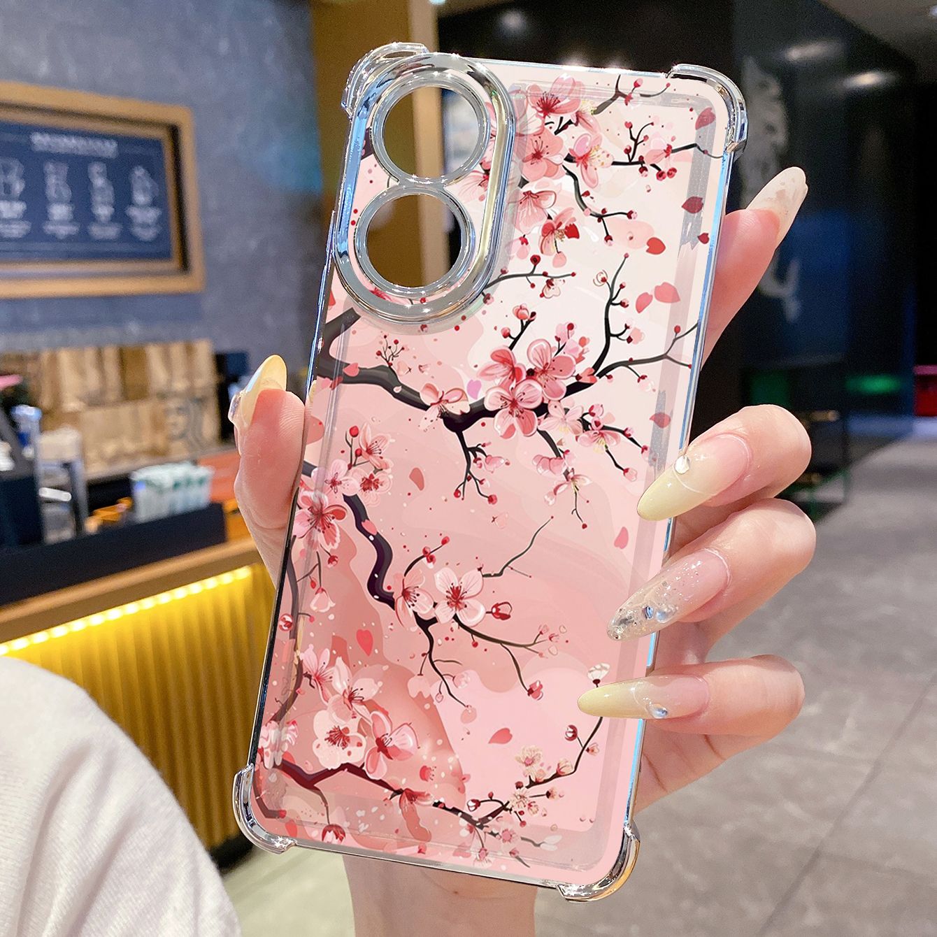 for OPPO A38 A5 Pro Realme C63 C51 C75 VIVO Plating Phone Case Shockproof Cover Trees Flower