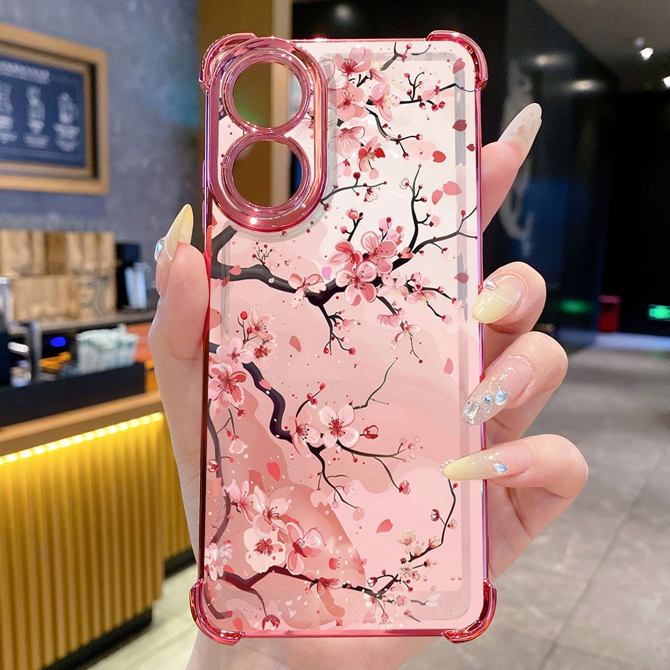 for OPPO A38 A5 Pro Realme C63 C51 C75 VIVO Plating Phone Case Shockproof Cover Trees Flower