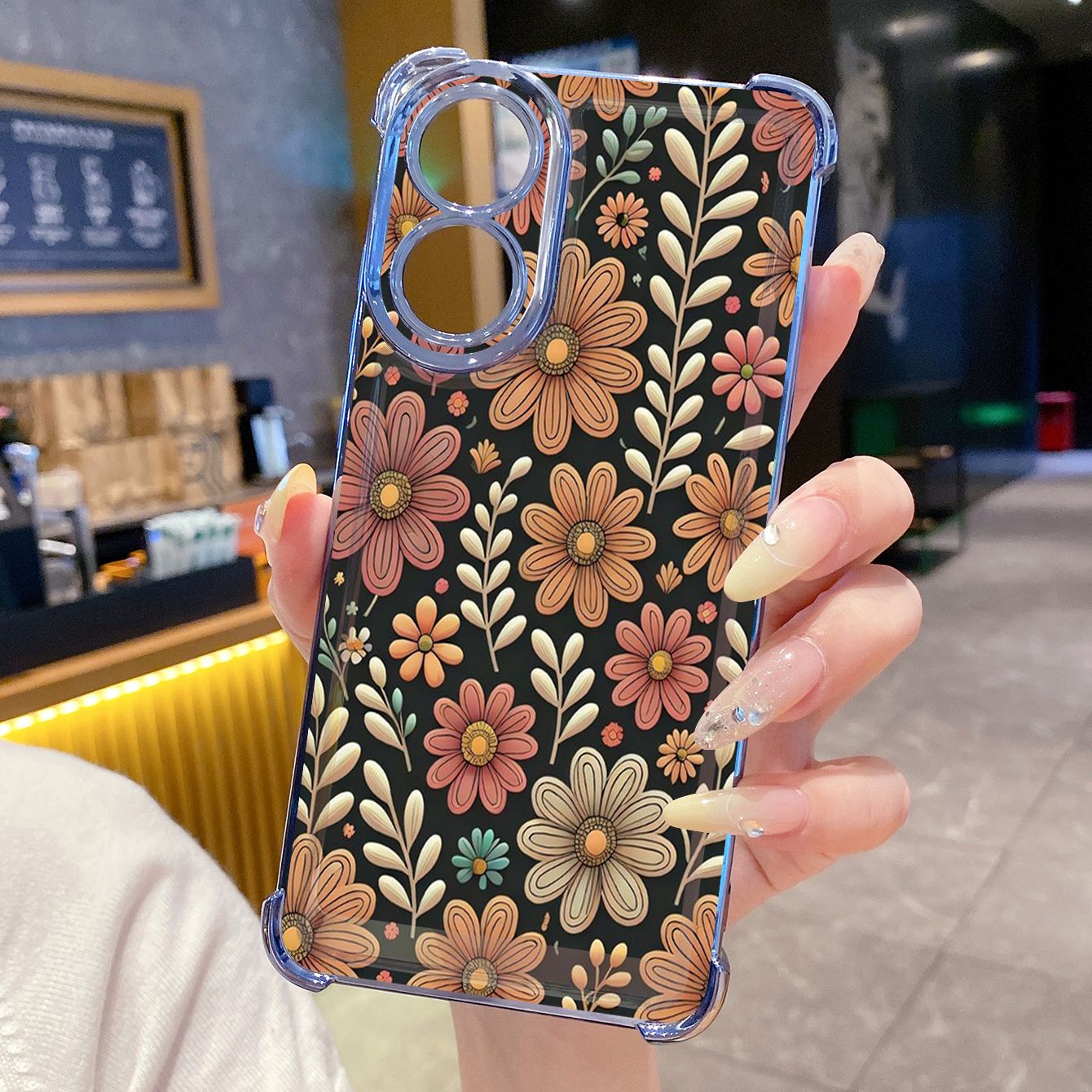for OPPO A38 A5 Pro Realme C63 C51 C75 VIVO Plating Phone Case Shockproof Cover Trees Flower