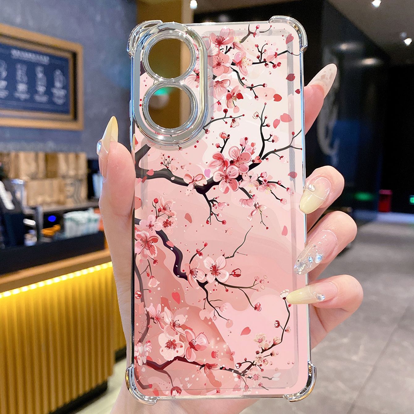 for OPPO A38 A5 Pro Realme C63 C51 C75 VIVO Plating Phone Case Shockproof Cover Trees Flower