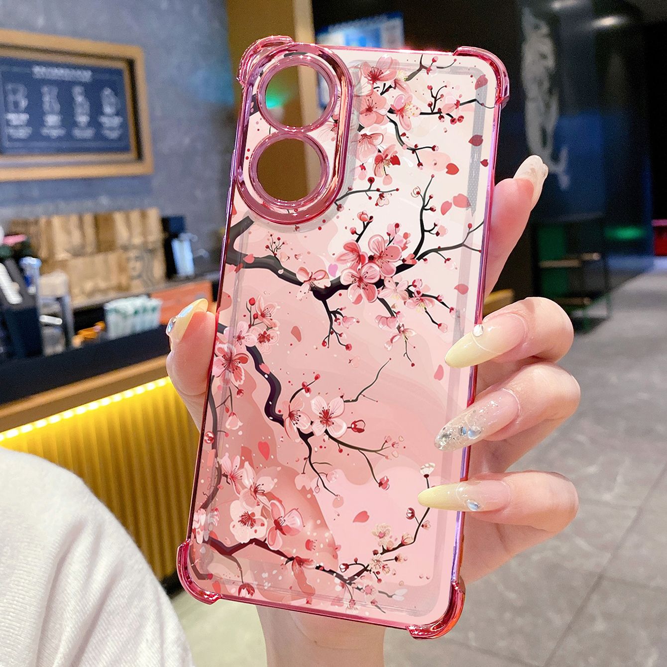 for OPPO A38 A5 Pro Realme C63 C51 C75 VIVO Plating Phone Case Shockproof Cover Trees Flower