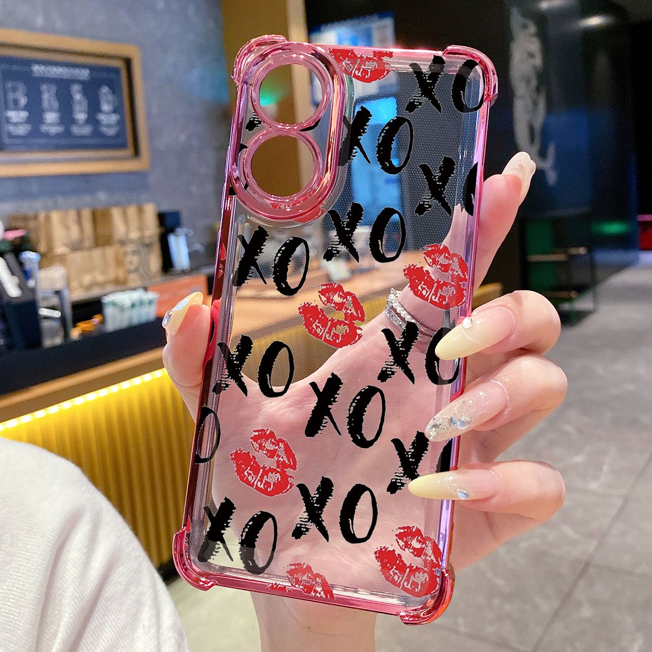 for OPPO A38 A5 Pro Realme C63 C51 C75 VIVO Plating Phone Case Shockproof Cover Heart Lips XO
