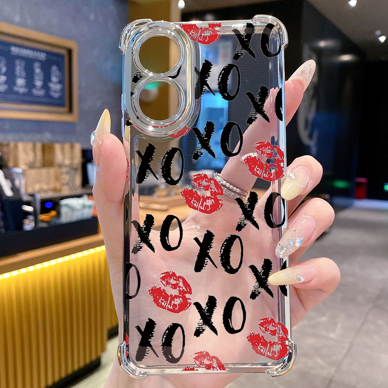 for OPPO A38 A5 Pro Realme C63 C51 C75 VIVO Plating Phone Case Shockproof Cover Heart Lips XO