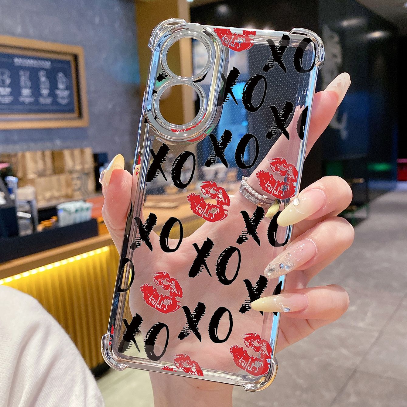 for OPPO A38 A5 Pro Realme C63 C51 C75 VIVO Plating Phone Case Shockproof Cover Heart Lips XO