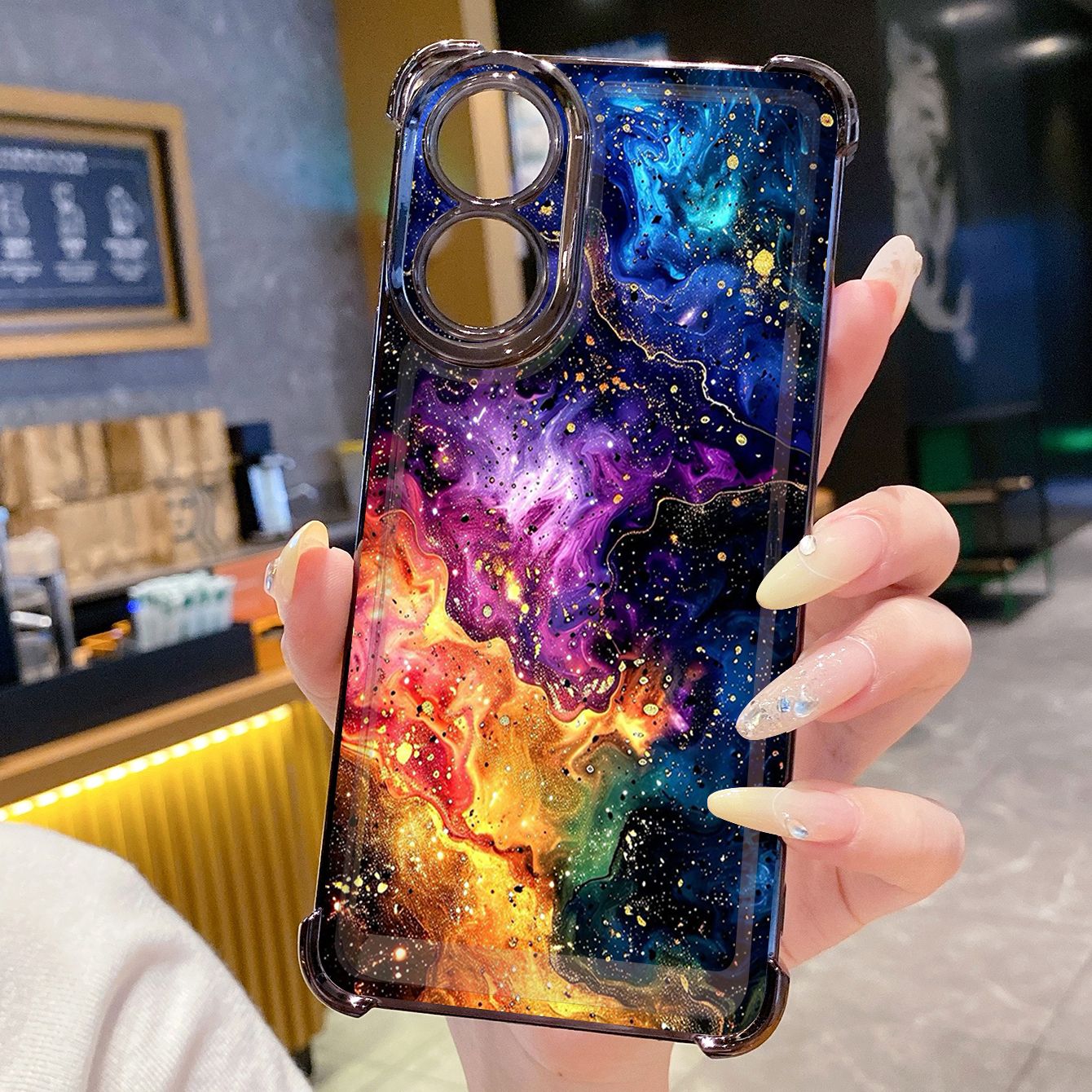 for OPPO A38 A5 Pro Realme C63 C51 C75 VIVO Plating Phone Case Shockproof Cover Graient Color Luxury