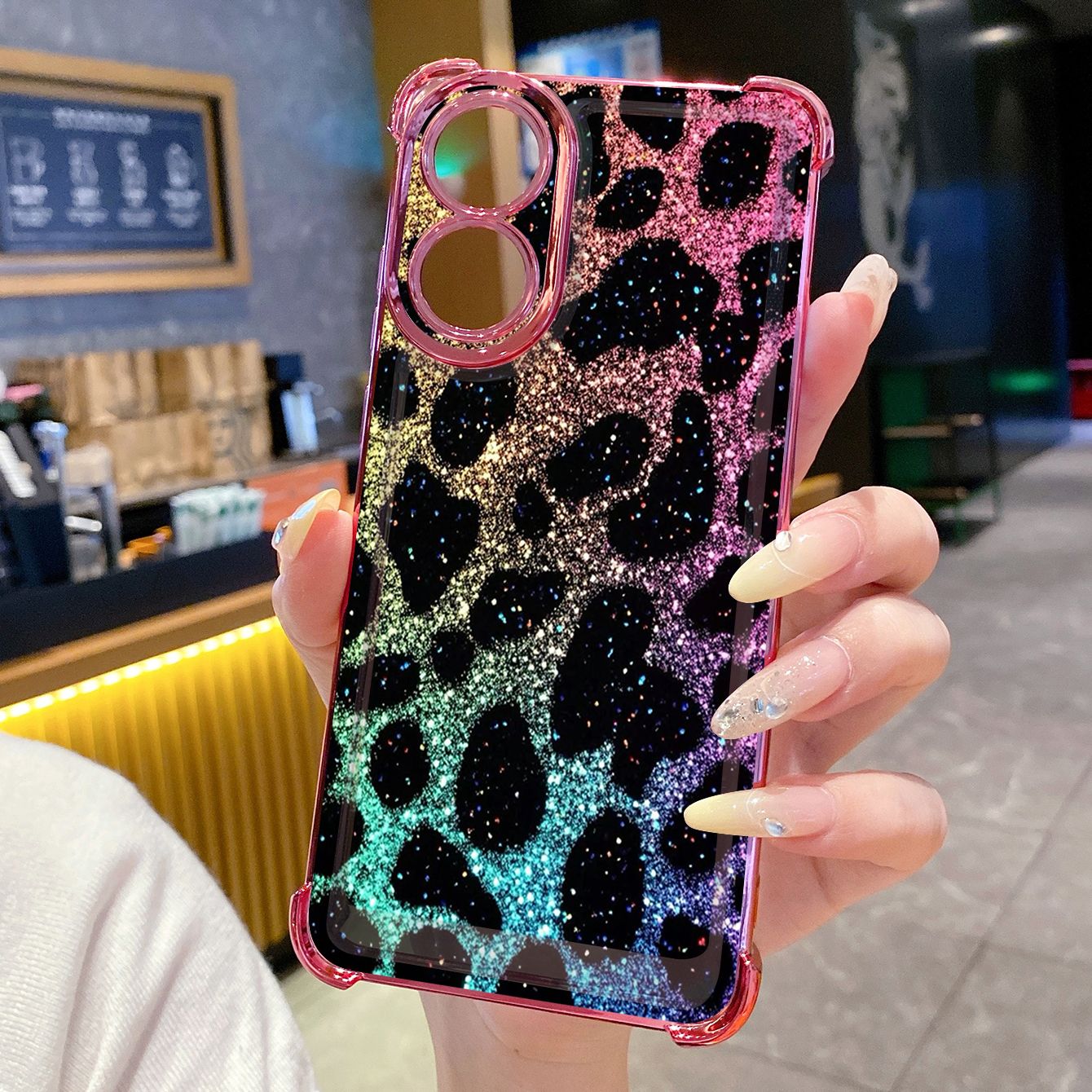 for OPPO A38 A5 Pro Realme C63 C51 C75 VIVO Plating Phone Case Shockproof Cover Luxury Leopard