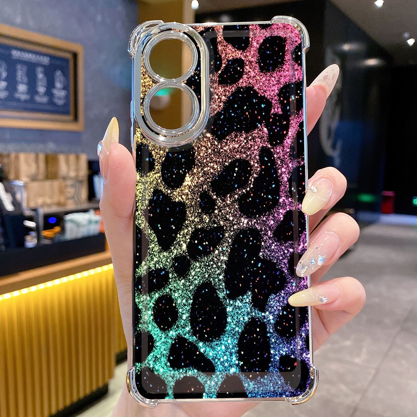 for OPPO A38 A5 Pro Realme C63 C51 C75 VIVO Plating Phone Case Shockproof Cover Luxury Leopard