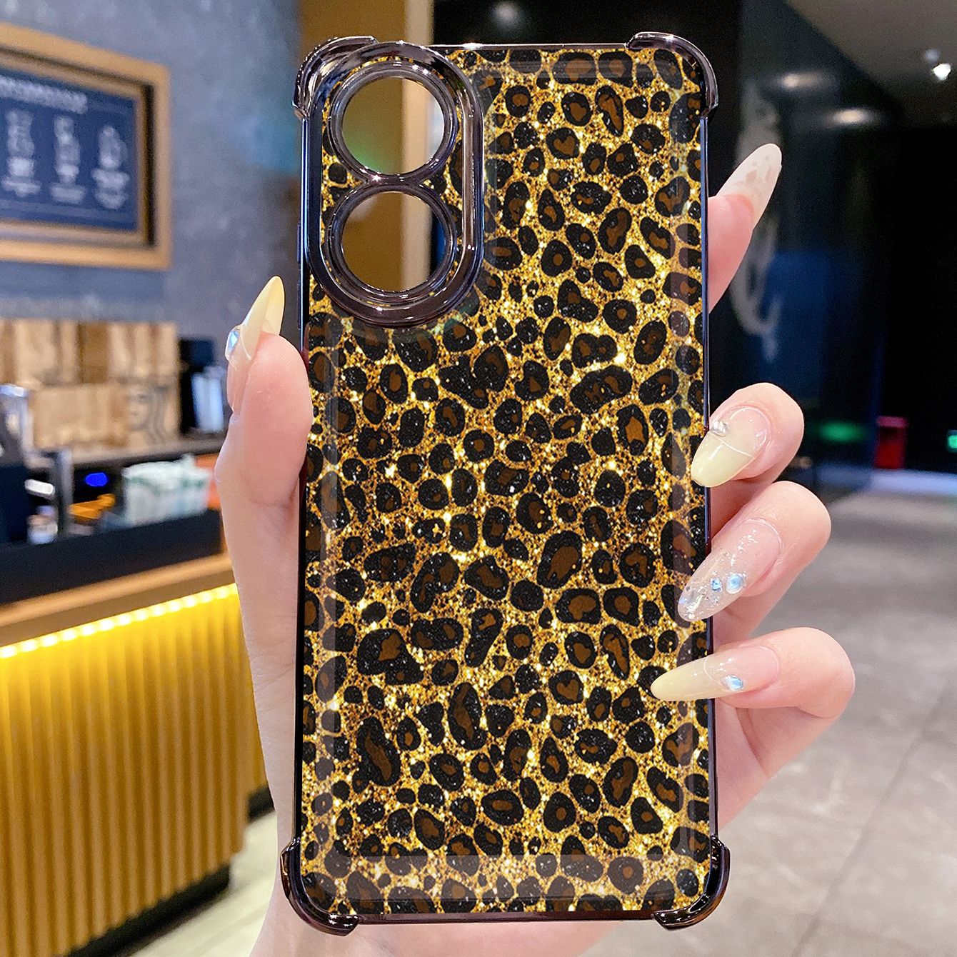 for OPPO A38 A5 Pro Realme C63 C51 C75 VIVO Plating Phone Case Shockproof Cover Luxury Leopard