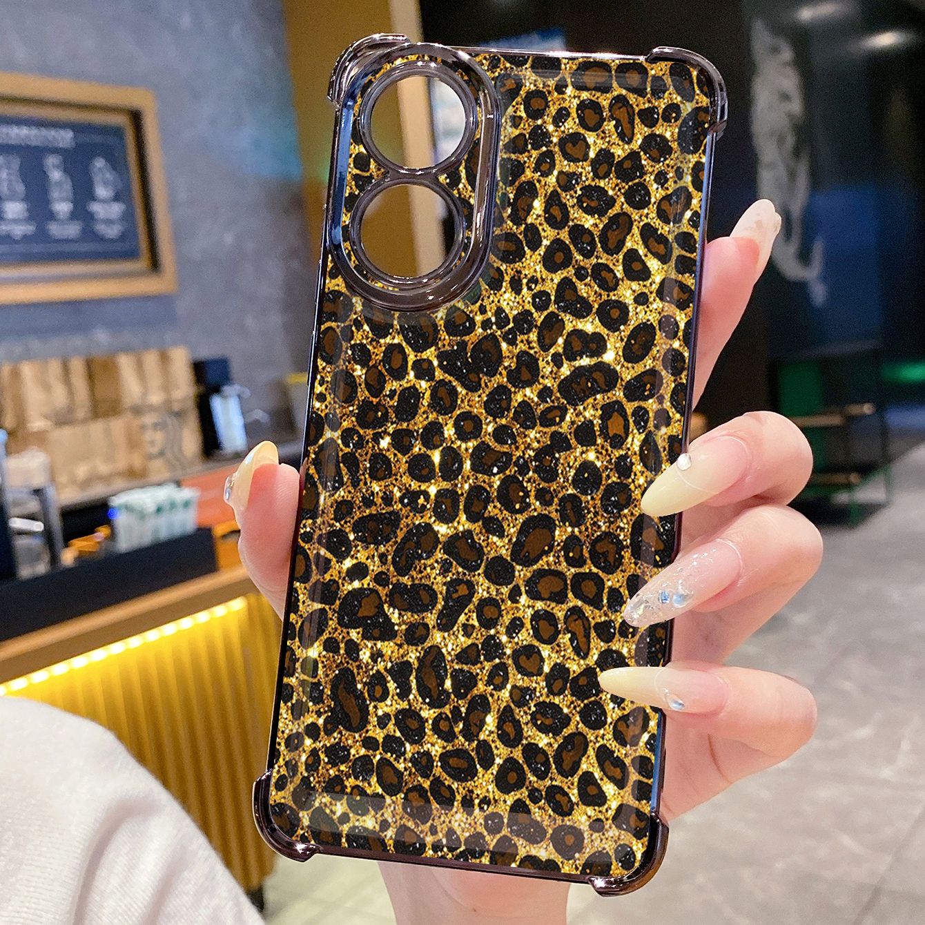 for OPPO A38 A5 Pro Realme C63 C51 C75 VIVO Plating Phone Case Shockproof Cover Luxury Leopard