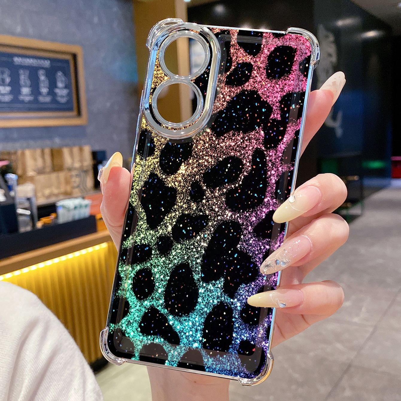 for OPPO A38 A5 Pro Realme C63 C51 C75 VIVO Plating Phone Case Shockproof Cover Luxury Leopard