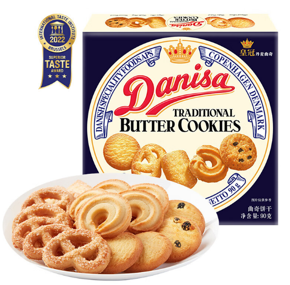 Crown Danish Cookie (Original)90g，Snack food、Afternoon tea、 Office snacks、Children's snacks